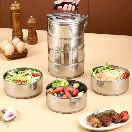 Food Carrier Stainless Steel Heavy Tiffin Lunch Container (1Pc)