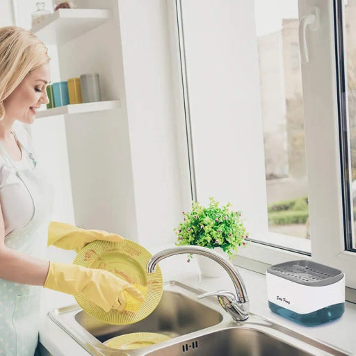 Plastic Liquid Press-Type Pump Dispenser with Sponge Holder Kitchen Sink Accessories