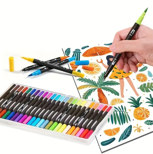 Double-Headed Marker Pens – Watercolor & Hook Line Art Pens for Drawing, Sketching & Graffiti