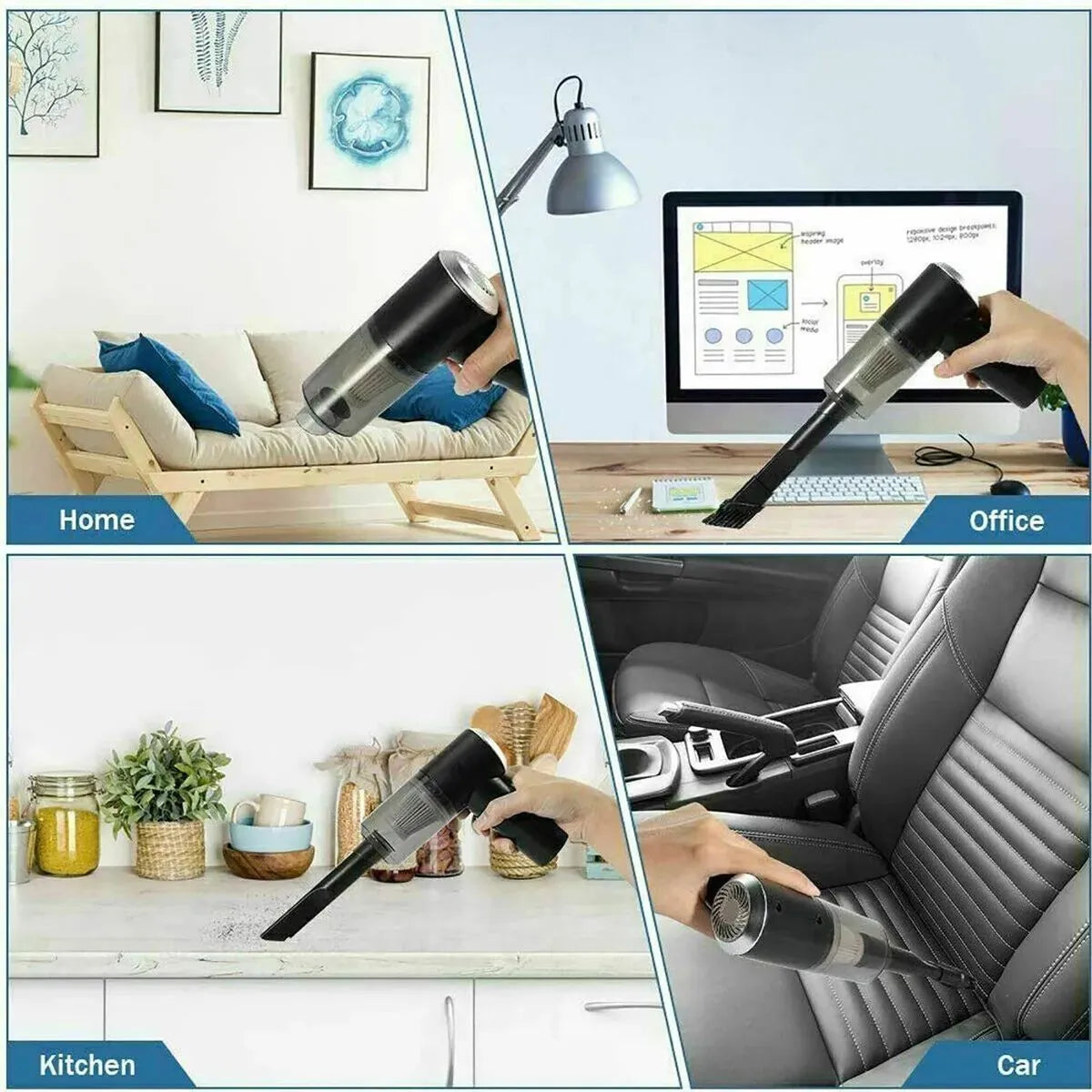 Portable 120W Cordless Mini Vacuum Cleaner: Wireless Rechargeable for Car, Home & Office