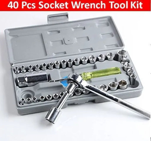 40-Piece Socket Spanner Set with Ratchet Wrenches and Durable Carrying Case for Garage & Workshop