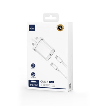 Wiwu Wi-U001 Quick 20W Single Connection Charging Head Type-C to Type-C PD