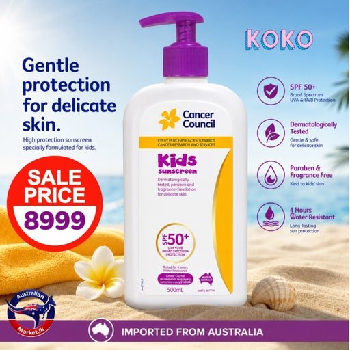 ☀️ Cancer Council Kids Sunscreen SPF 50+ – 500ML 🇦🇺