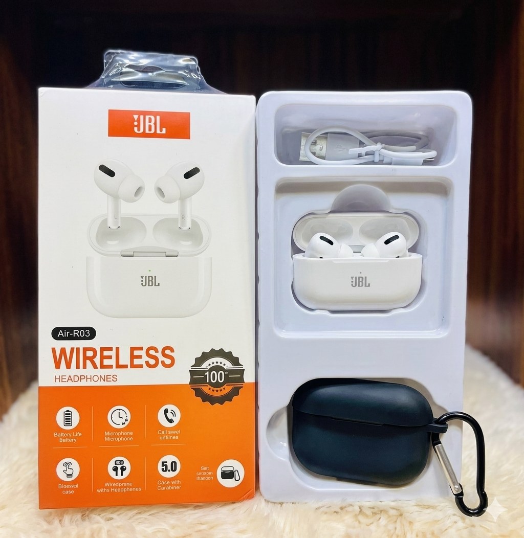 JBL Air R03 TWS Wireless Earbud Bluetooth Premium Quality Airpods Pro with Pouch