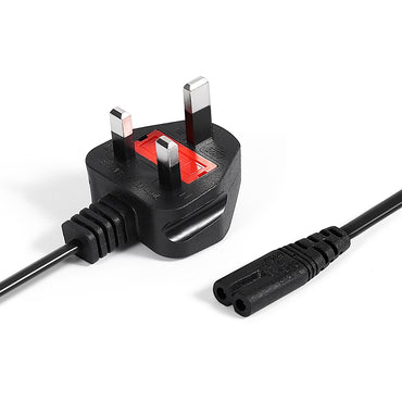 2Pin AC Power Cord Cable 1.5m UK Type-G 3Pin Plug to Non Polar IEC C7-C8 for TV DVD Player PS3 PS4