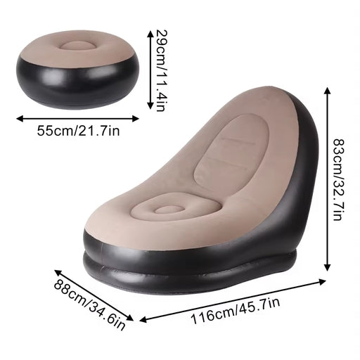 Comfortable Inflatable Sofa Set with Footrest 2PCS Air Lounge Chairs for Home Travel and Camping