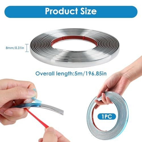 Self-Adhesive Caulking Strip Flexible Molding Wall Trim Wall Edging Strip 3Mtr/SILVER