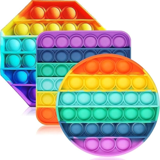 Pop It 1 Piece Push Bubble Fidget Sensory Toy, Ideal for Autism and Stress Relief, Rainbow Colors