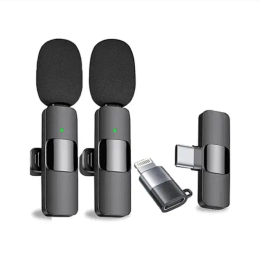 K9 Dual Bluetooth Wireless Lavalier Microphone with Noise Reduction for IPhone & Type-C Phones