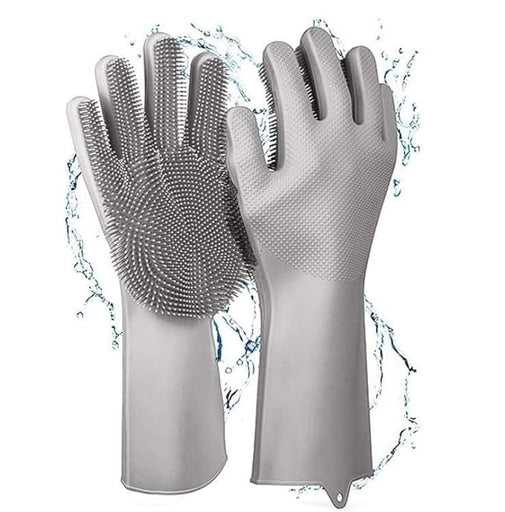 Magic Silicone Dishwashing Gloves with Built in Scrubber Heat Resistant Reusable Anti Slip