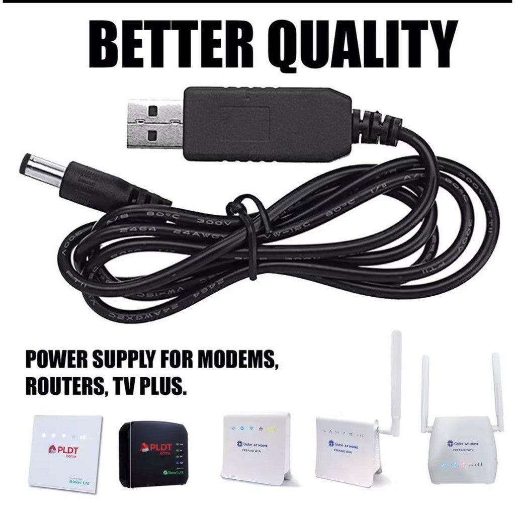 WiFI ROUTER to Powerbank Cable Converter USB 5V to 12V USB Connector Router Modem Adaptor