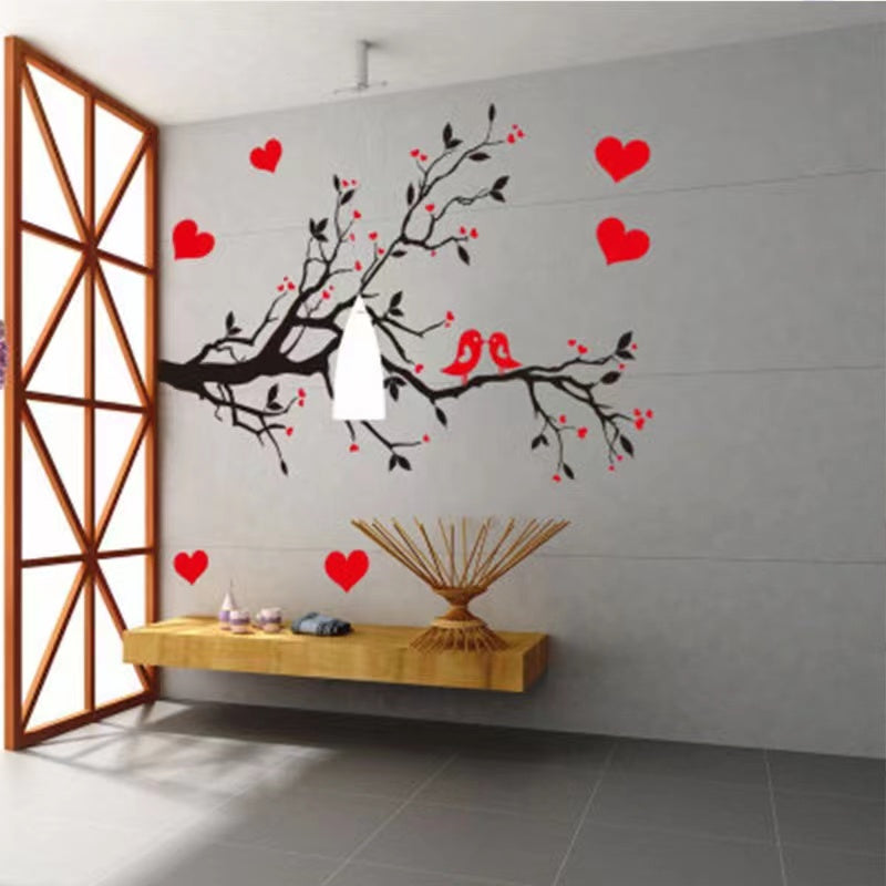 Red Heart Birds Tree Branch Wall decoration stickers room wallpaper bedroom nursery kids room Home decoration Wall Stickers