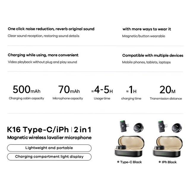 Remax K16 2-IN-1 Wireless Microphone