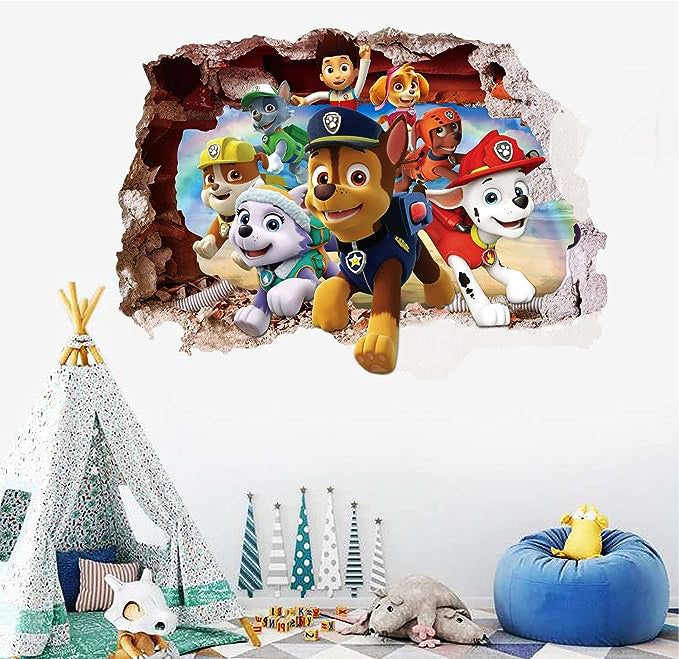 PAW Dog Patrol Wall Sticker Cartoon 3D Effect Decorative Wall Decal Home Decor Gifts for Kids Rooms Nursery room wall decoration children toys kids stickers
