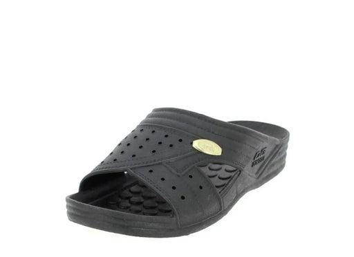 Men’s Black Open-Toe Rubber Slipper, Style Slide.