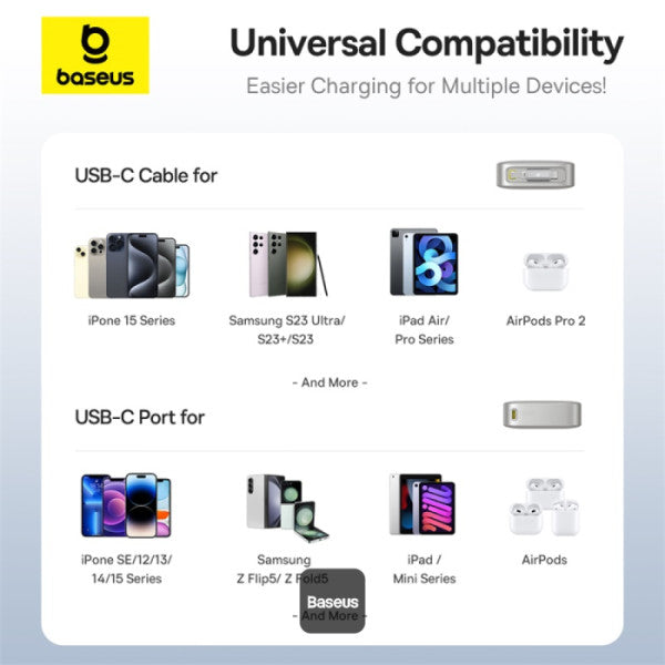 Baseus Free2Pull 10000mAh Power Bank with Built-in Retractable Type-C Cable for Laptop - 30W Fast Charging, Digital Display
