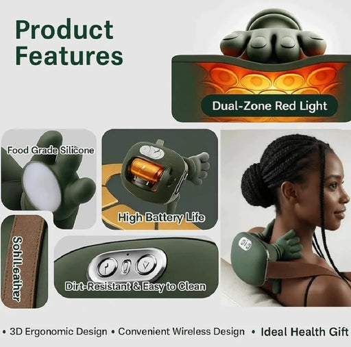 Bionic Heated Shiatsu Neck & Shoulder Massager, 4D Kneading Deep Tissue Relief SMT