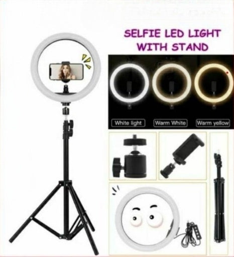 10 Inch Selfie Ring Light, LED Ring Light with Tripod Mount and Phone Holder, Desktop Circle Light