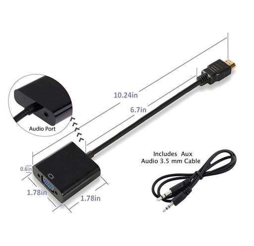 1080P HDMI to VGA Converter for Xbox Ps3 Ps4 PC TV LEDs Etc with Sound Port with Audio 3.5 Aux