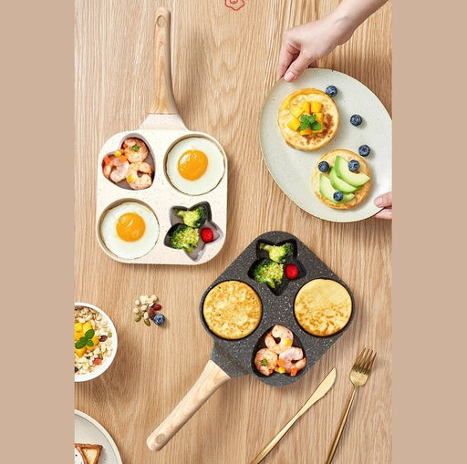 Heart, Star, and Round Shape Egg Pan - 4-Cup Capacity for Fun Cooking