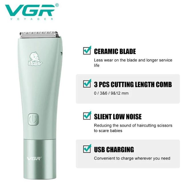 VGR Baby Hair Clipper - Low Noise Ceramic Blades - Rechargeable V-153