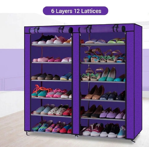 6 Tier Double Side Dustproof Shoe Rack SMT