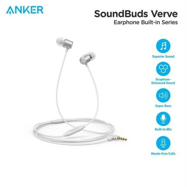 Anker SoundBuds Verve Wired Headphones, 10 mm Composite Drivers and Powerful Bass, in-Ear Stereo Earphones with Durable Cable