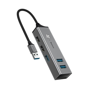 100% Genuine Baseus Cube USB To USB 3.0 + USB 2.0 HUB Adapter Portable 5 Device Charger LED Indicator Light Charging Phone Ad