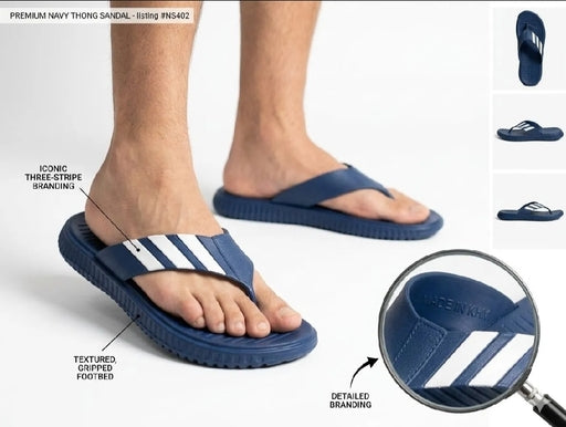 Premium Triple-Stripe Athletic Flip-Flops