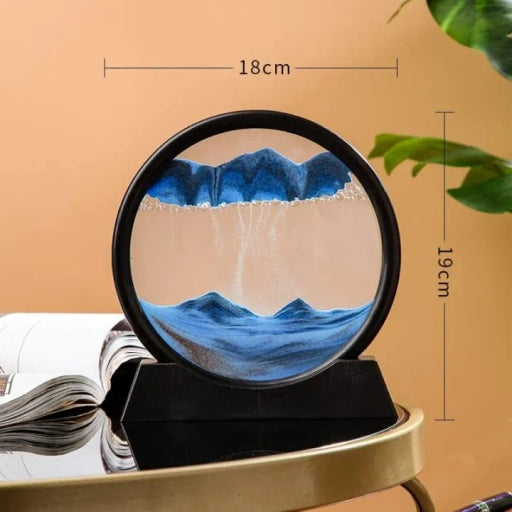 3D Moving Sand Art Round Glass Deep Sea Sandscape Hourglass Home Office Decor