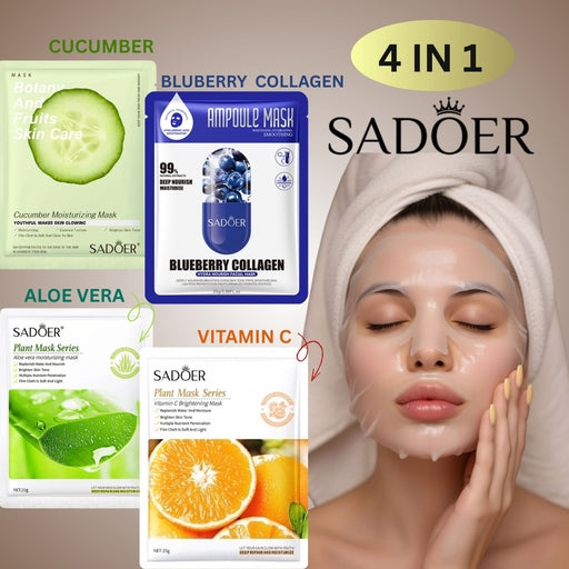 SADOER Plant Mask Series Facial Mask Sheets - Suitable for All Skin Types, for Men & Women