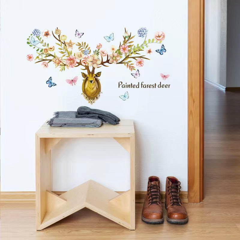Butterfly Deer with Wall decoration stickers room wallpaper bedroom nursery kids room Home decoration Wall Stickers