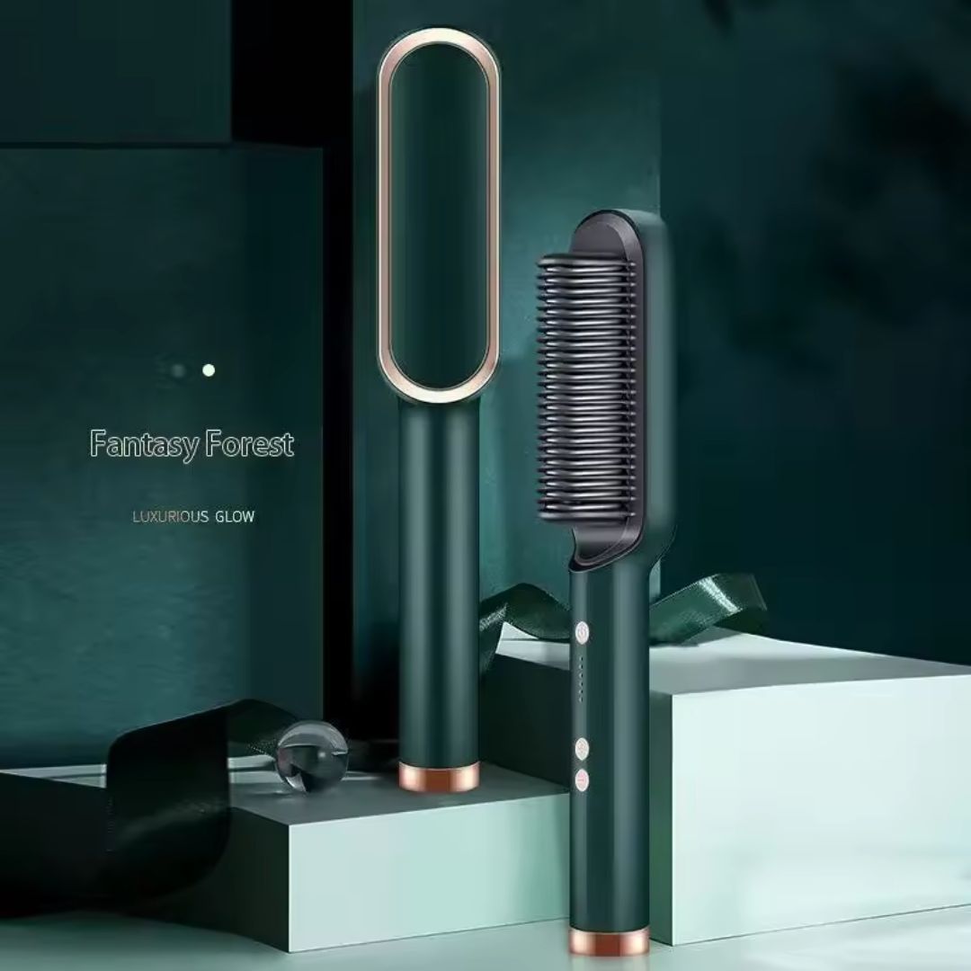 2-In-1 Electric Hair Styling Tool – Ceramic Hot Comb Straightener & Curler for Smooth