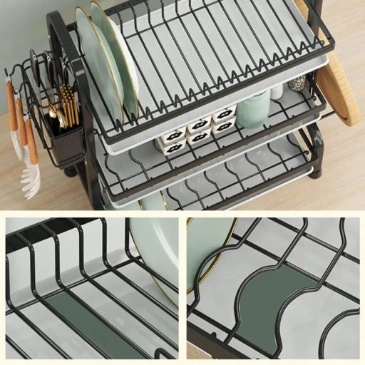 Waterproof Rustproof Kitchenware Drying Rack, with Drip Tray, for Kitchen Countertop, Saving Space,3