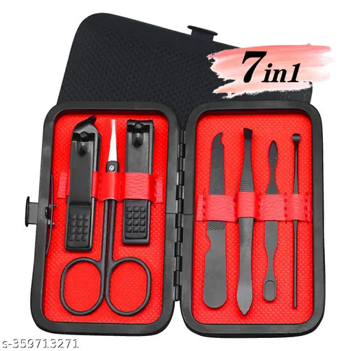 Manicure 7 - 1 Kit Stainless Steel Pedicure Kit Nail Grooming Kit Travel Case Set Nail Care Cutter Trimmer Professional Pedicure Kit Nail Scissors Grooming Kit With Leather Travel Case