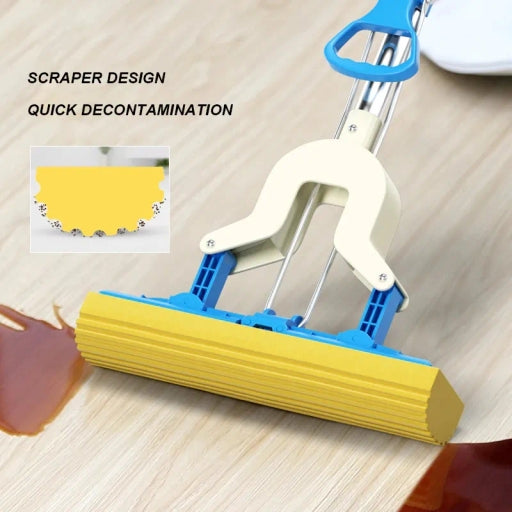 PVA Sponge Squeeze Mop with Adjustable Handle for Kitchen & Bathroom Cleaning