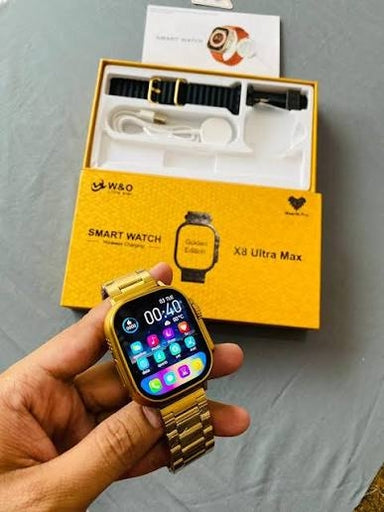 X8 Ultra Max Smartwatch Golden Edition with Extra Strap ( Black Color )