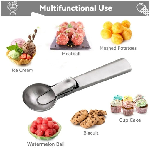 Premium Stainless Steel Ice Cream Scoop with Trigger – Easy-Release Scoop for Ice Cream