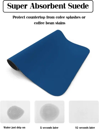 Super Absorbent Dish Drying Mat for Kitchen Counter & Coffee Maker, Navy Blue