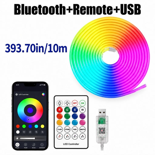 5M Waterproof Neon LED Strip Light 2835 Flexible Rope Light for Ceiling & Outdoor Decor