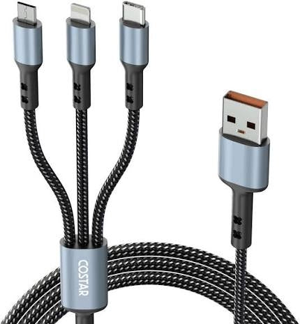 3 In 1 6a 100W Super Fast Charging Data Cable Nylon Braided USB Type C Micro USB