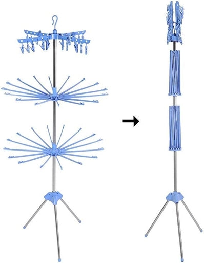 3-Tier Foldable Clothes Drying Rack – Collapsible Garment Stand for Towels, Baby Clothes & Socks