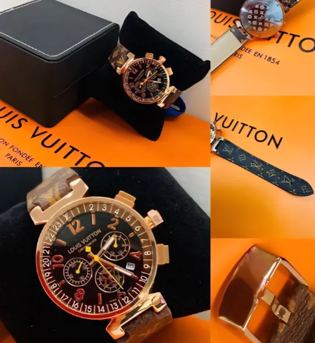 LV LOUIS VUITTON Fashion Women's Quartz Watch Rotating Dial Small Dial Leather Strap Business Elegan