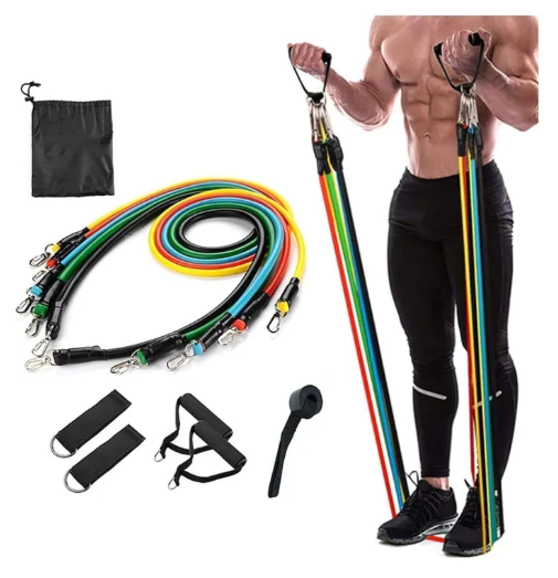 11-Piece Resistance Band Set with Handles | Latex Exercise Tubes for Gym & Home Workouts