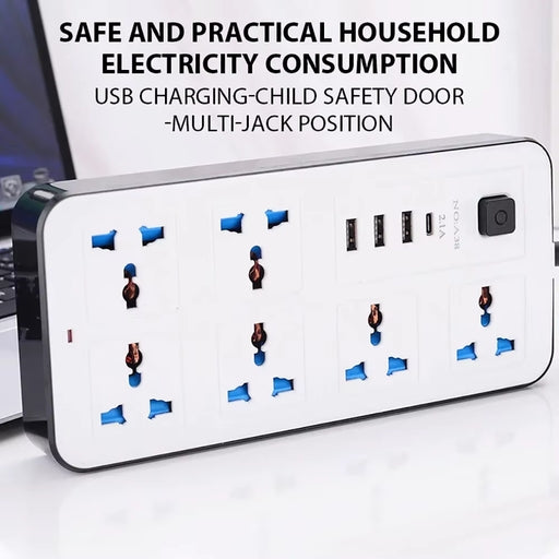 Universal Power Strip EU/US/UK Outlet with 1.8M Extension Cord and USB Charging Ports