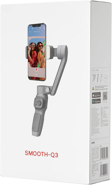 Zhiyun Smooth Q3 - 3-Axis Phone Gimbal with Fill Light and Gimbal Bag, Portable & Foldable, Gesture Control, Video Recording,