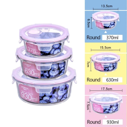 Microwave Oven Safe Waterproof Round Glass Bowl Set with Airtight Lid