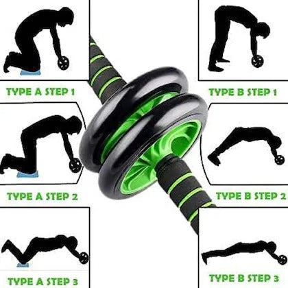 Abdominal AB Wheel Home Gym with Knee Pad for Core Training Abdominal Workout Fitness Exercise Tools