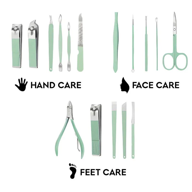 16 PCS Stainless Steel Portable Nail Clipper Set Professional Pedicure Kit Beauty Manicure Set