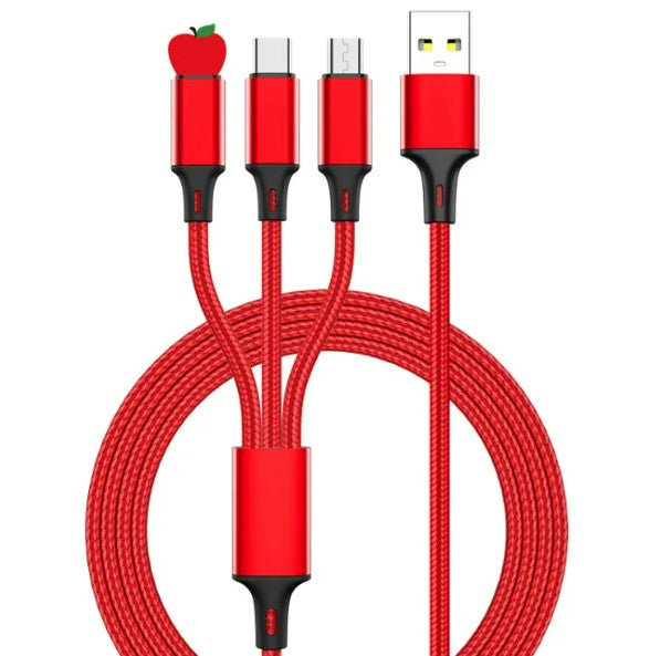 3 In 1 Fast Charging Cable for - Type C, I Phone and Micro Cables